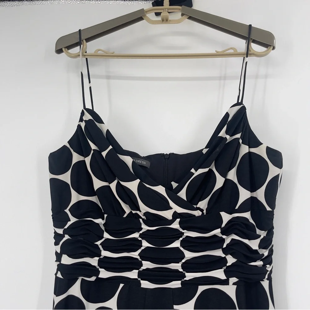 Jones Wear Black & White Polka Dot Spaghetti Strap Midi Party Dress